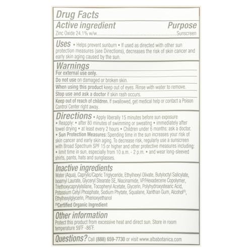 Alba Botanica Mineral Sunscreen Lotion SPF 50, Broad Spectrum, Fragrance Free, 3 Fl Oz (Packaging May Vary)