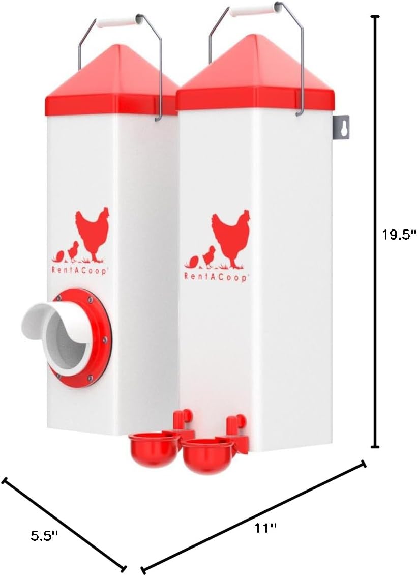 RentACoop High Rise 2 Gallon Chicken Waterer and 10lb Feeder Set