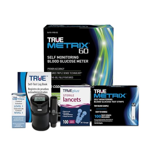 TRUE METRIX AIR Meter Kit, Glucose Monitor, Supplies, Log Book, Solution