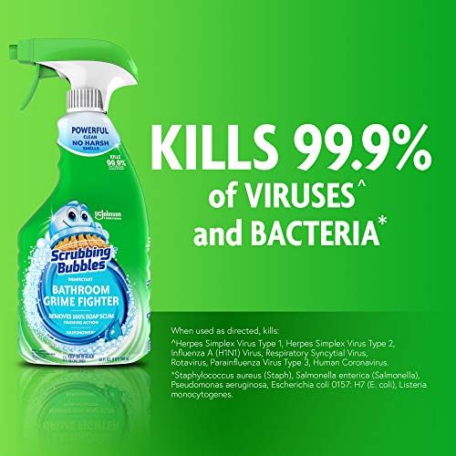 Scrubbing Bubbles Bathroom and Shower Cleaner Disinfectant Spray, Foaming Action Bathroom Grime Fighter, Citrus Scent, 32oz