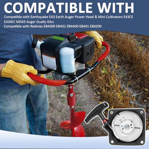 Podoy 63022 Pull Start Starter Recoil & 300430 Power Head for Earth Auger | Compatible with Earthquake E43 E43CE E43WC MD43