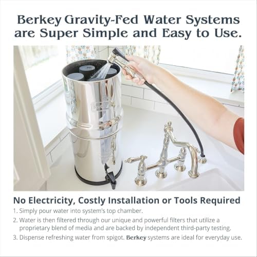 Big Berkey Gravity-Fed Stainless Steel Countertop Water Filter System 2.25 Gallon with 2 Authentic Black Berkey Elements BB9-2 Filters