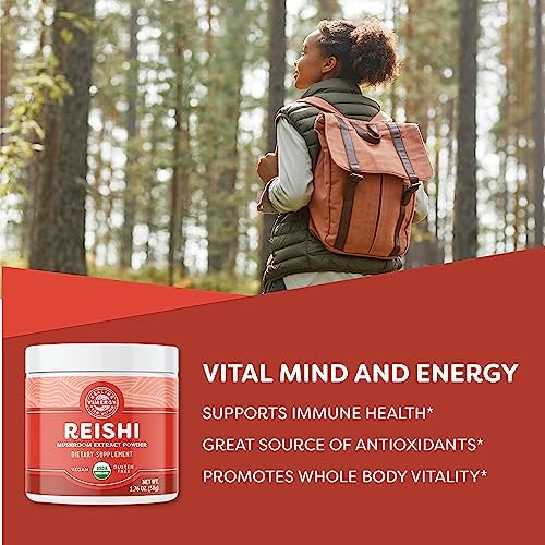 Vimergy Reishi Powder – Superfood Cellular Support* – Benefits Immune Health* – USDA Certified Organic, Vegan, Paleo-Friendly, Gluten-Free – 33 Servings | Superfood Cellular Support*, Adaptogen*, Boosts Immunity*, Vegan, Alcohol & Gluten-Free Supplement