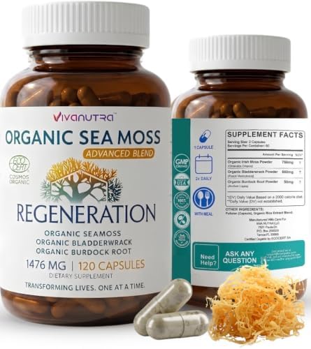 Organic Wildcrafted Sea Moss Capsules, 1476mg, Nova Scotia, 120ct