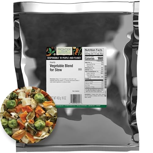 Frontier Co-op Hearty Vegetable Herb Blend for Stew, 1lb, Kosher - Mixed Dried Vegetables For Soup, Stir Fry, Ramen with Onion, Carrots, Peas, Corn
