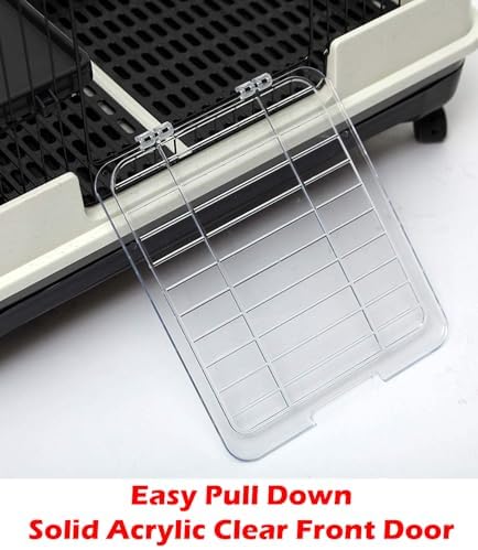 Mcage Extra Large Cage for Guinea Pig, Black, 32"L x 21"W x 28"H, Roomy, Easy to Clean, Anti-slip Step Ramp, Safety Lockable Casters, No Tools Needed