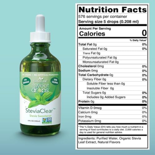 SweetLeaf Stevia Drops Liquid Sweetener, SteviaClear - 4 Fl Oz, Pack of 3 | Unflavored Sweet Drops, Organic Stevia Leaf Extract, Zero Calorie, No Erythritol, Sugar Substitute, With Dropper