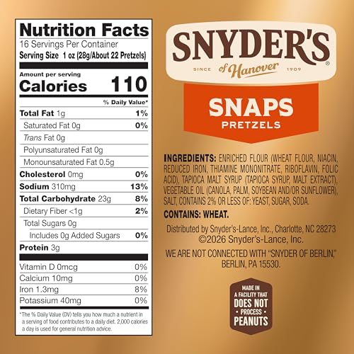 Snyder's of Hanover Snaps Pretzels, 16 Oz Bag