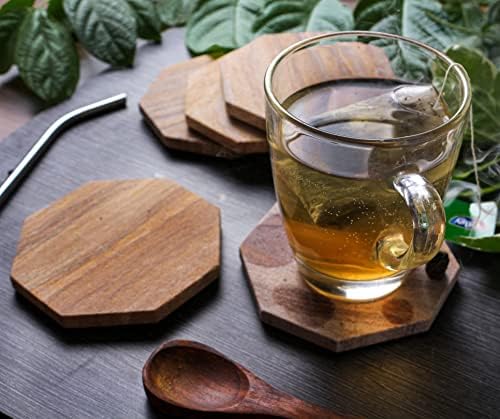 Sandstone Water Absorbent Hand Crafted Octagon Coasters with Holder for Drinks 4 Inches Wide Thirsty Stone Bar/Drink Coasters Made from Real Solid