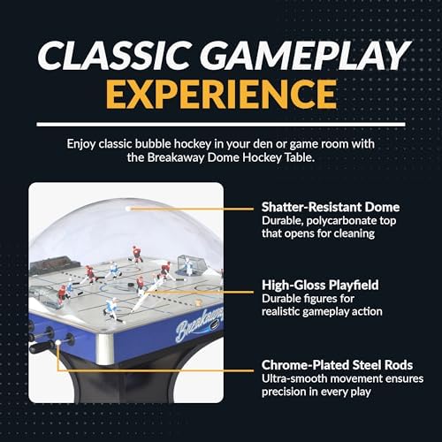 Hathaway Breakaway 41-In Dome Hockey Table for Family Game Room - With EZ-Grip Handles, Easy-Open Dome Top, LED Scoring Unit