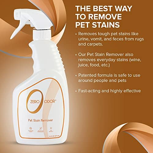 Zero Odor - Pet Stain Remover & Odor Eliminator - Permanently Remove Stain & Odor with Patented Technology Best for Carpet, Furniture, Floors