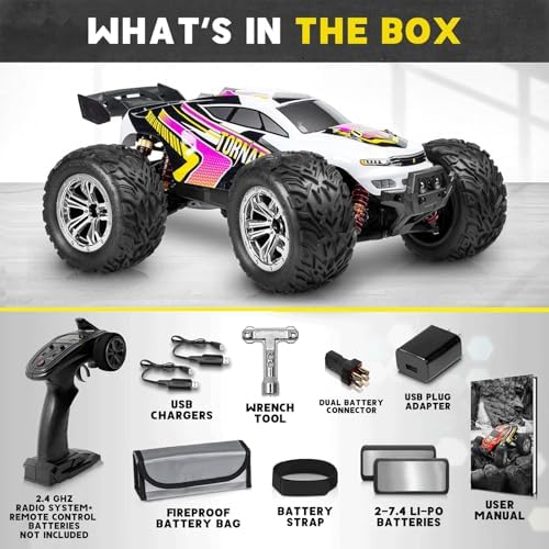 4x4 RC Cars for Adults 48kmh High-Speed - 1:12 Scale Large Waterproof Remote Control Truck, Offroad Electric Monster Car, 2 Batteries 30+ Min Play