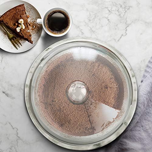 Flexzion Marble Cake Stand with Glass Dome Lid, 8.7-Inch Serving Plate