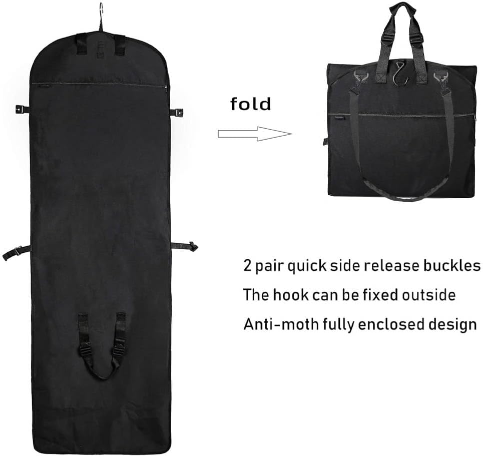 72" Tri-Fold Wedding Garment Bag for Long Dress & Gown,Hanging Travel Carry on Storage bag for Men Women