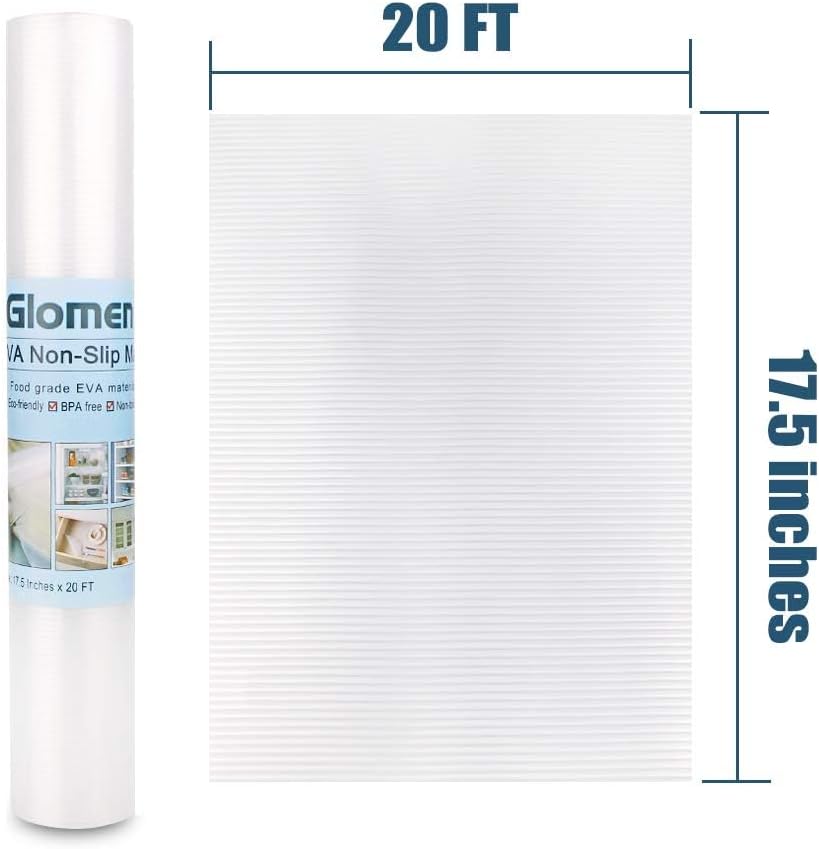 Shelf Liner, Non-Slip Cabinet Liner, Washable Oil-Proof for Kitchen Cabinet, Shelves, Refrigerator, Storage, Desks, 12 Inches x 20 FT