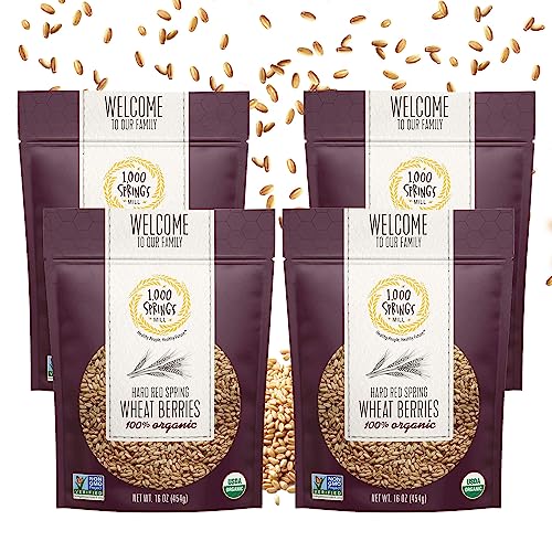 1000 SPRINGS MILL - Organic Hard Red Spring Wheat Berries - Used for Organic Flours, Cereals, Salads
