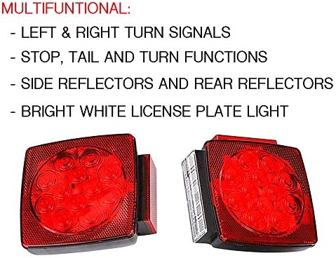 MAXXHAUL 50343 12V LED Submersible Left and Right Trailer Lights for Trailers Less than 80" Wide