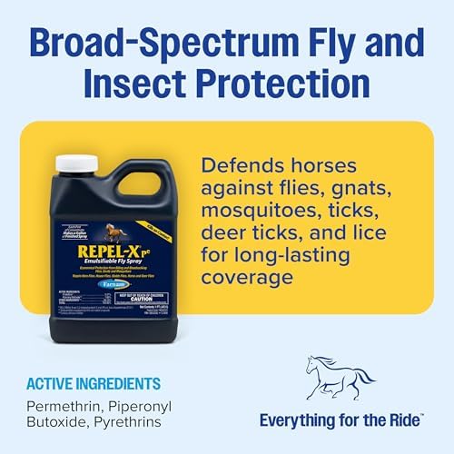 Farnam Repel-X pe Fly Spray Concentrate for Horses & Dogs, 16 oz | Makes 4 Quarts,Repels barn flies, gnats, mosquitoes, ticks, and lice as a concentrated that mixes with water