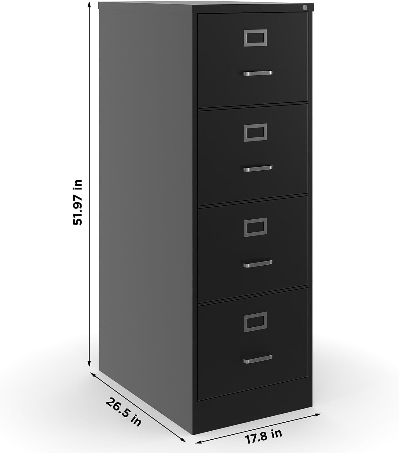 Staples 4-Drawer Vertical File Cabinet, Letter Size Documents, Lockable, 26.5" D x 15" W x 51.97" H, Putty/Beige