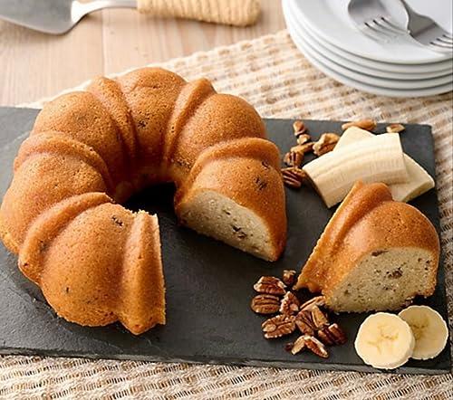 Dockside Market Banana Nut Bundt Cake - Tropical Fruit Cake Dotted with Crunchy Chopped Pecans. Perfect Gourmet Gift for Gift Baskets, Birthdays, Parties - 24 oz