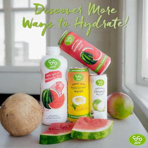 CoCo Joy Natural Coconut Water, Low-Calorie, High-Calcium, Nutrient-Rich Drink 12 pack