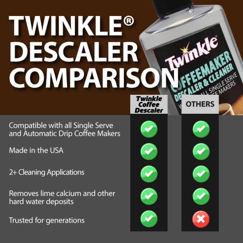 Twinkle Product Title Coffee Maker Cleaner (8 Fl Oz.) - Automatic Drip & Single Serve Coffeemaker Descaler/Removes Mineral, Hard Water, Lime