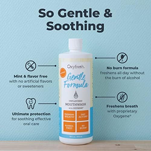 Oxyfresh Ultra Sensitive, Gentle Formula Unflavored Mouthwash & No Mint | Perfect for Ultra Sensitive Gums & Teeth – No Mint, Zero Alcohol, Flavor Free – Really Freshens Breath with Zero Stinging