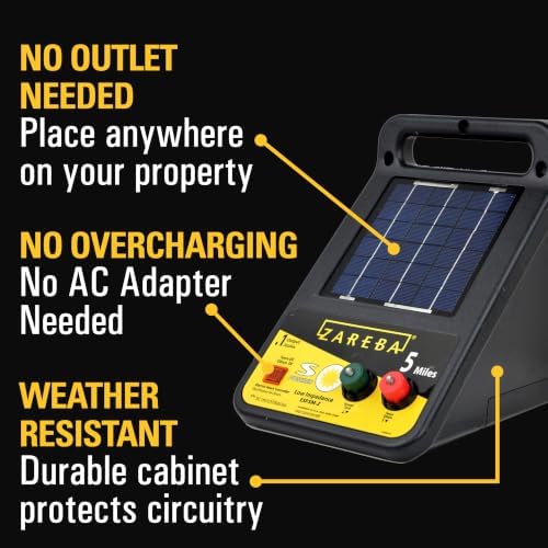 Zareba Solar Electric Fence Charger, 5 Mile Range Low Impedance Energizer