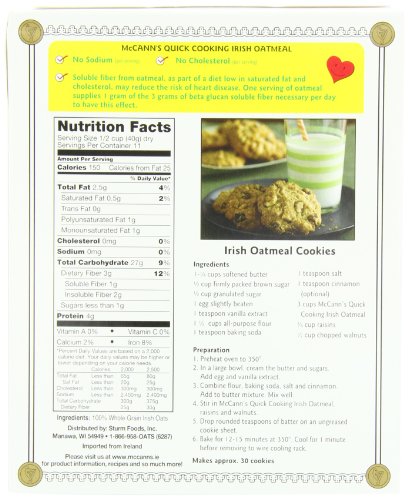 McCANN'S Irish Oatmeal, Quick Cooking Rolled Oats, 16-Ounce Boxes (Pack of 6)
