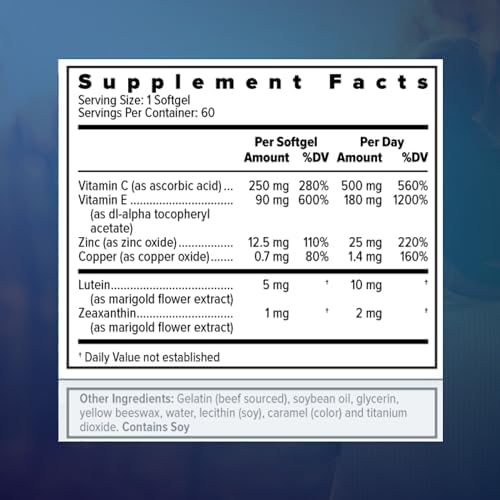 Focus Select AREDS2-Based Eye Vitamin Supplement with Low-Zinc, 180 Count | Lutein and zeaxanthin vision supplement for macular support, doctor-developed, safe for smokers, made in USA, 90-day supply