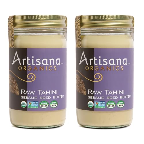 Artisana Organics Raw Tahini Sesame Seed Butter - Just One Ingredient, Unroasted, Vegan, Paleo and Keto Friendly, Non-GMO, 14oz Jar