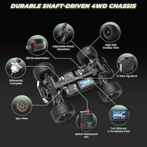 HAIBOXING 18859 1:18 Scale All Terrain RC Car, Hobby 4WD Remote Control Car | 2.4GHz Electric RC Vehicle 36 KPH High Speed 4X4 Waterproof Off-Road RC Truck with Two Rechargeable Batteries for RC Driving