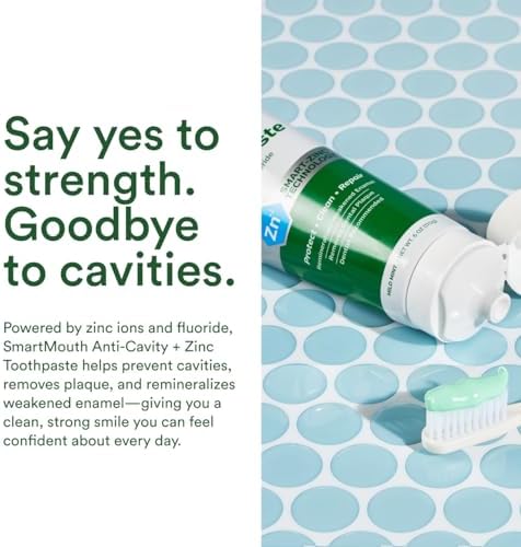 SmartMouth Anti-Cavity + Zinc Toothpaste - Fluoride Toothpaste for Cavity Prevention - Remineralizes Enamel - Sensitive Whitening - Alcohol-Free