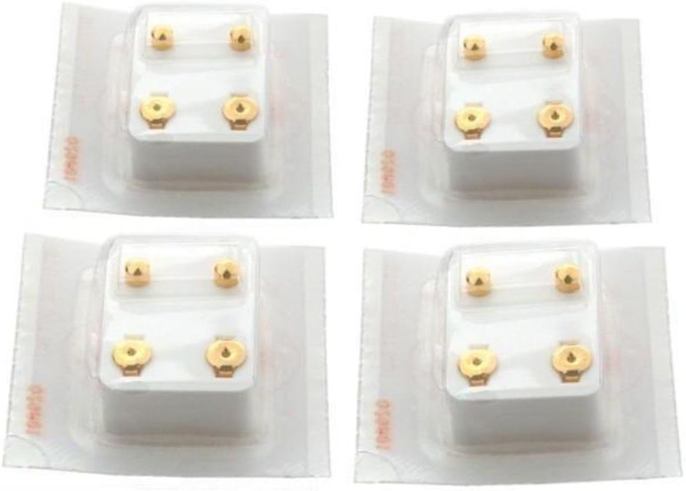Studex 24K Gold Earrings Plated Ball Stud Piercing Jewelry, Pack of 4 Pairs