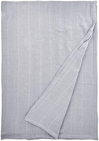 Eddie Bauer - Queen Size Blanket, 100% Soft Cotton Bed Blanket for Year Round Comfort, Throw Blanket for Couch or Bed (Herringbone Blue Stripe)