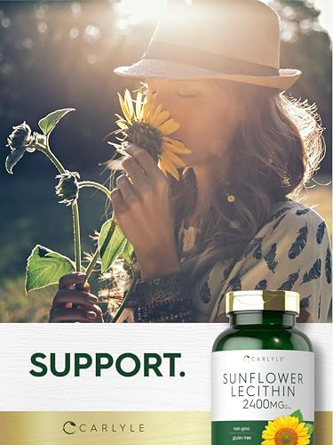 Carlyle Sunflower Lecithin Softgel Capsules | 2400mg | 200 Pills | Rich in Phosphatidyl Choline | Non-GMO, Soy Free, Gluten Free Supplement
