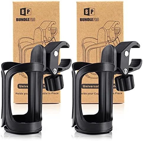 Pack of 2 Stroller Cup Holders, Universal Drinks Holder for Bikes, Trolleys or Walkers
