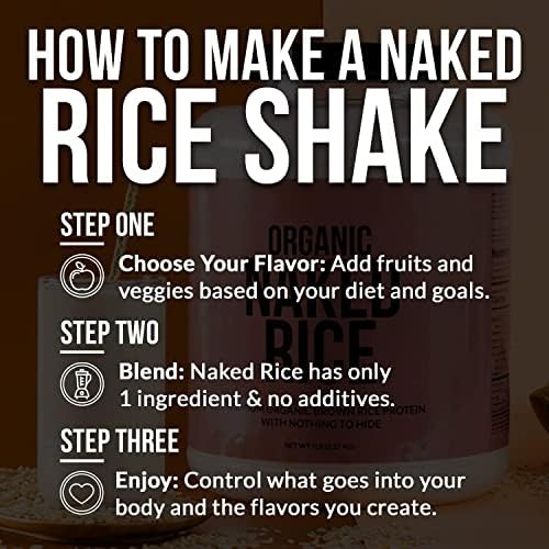 NAKED nutrition Rice - Organic Brown Rice Protein Powder - Vegan Protein Powder - 5Lb Bulk, Gmo Free, Gluten Free & Soy Free. Plant-Based Protein, No Artificial Ingredients - 76 Servings