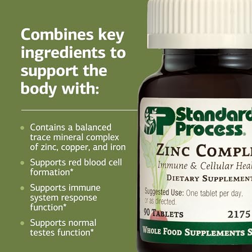 Standard Process Zinc Complex - Enzyme Function Support to Aid Normal Testes Function - Supports Immune Health & Cellular Energy - Gluten-Free