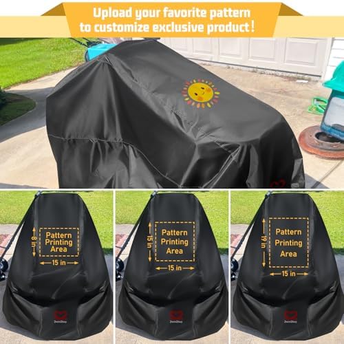 Riding Lawn Mower Cover 600D Lawnmower Covers Waterproof, up to 54" Decks | Universal Outdoor Lawn Tractor Cover Tarp All Weather Ride on Mower Covers, Heavy Duty 600D, Elastic Cord & Storage Bag