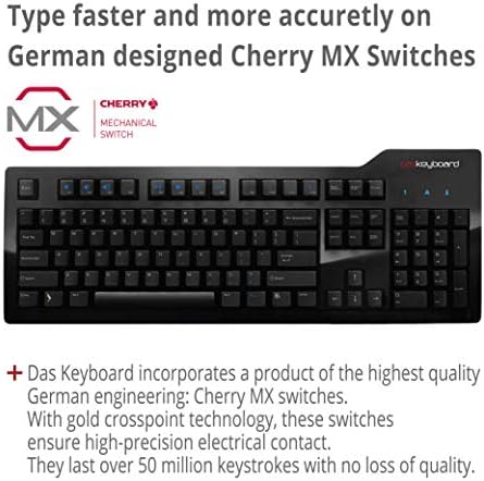 Das Keyboard 4 Professional Wired Mechanical Keyboard, Cherry MX Brown Mechanical Switches, 2-Port USB 3.0 Hub, Volume Knob, Aluminum Top (104 Keys, Black)