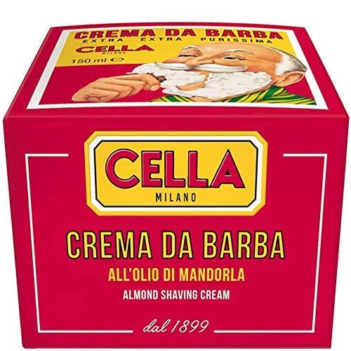 Cella Milano Classic Almond Shaving Cream Soap, 150 g, Made in Italy | Tallow-Based Formula Produces Dense, Creamy Lather With Excellent Cushion