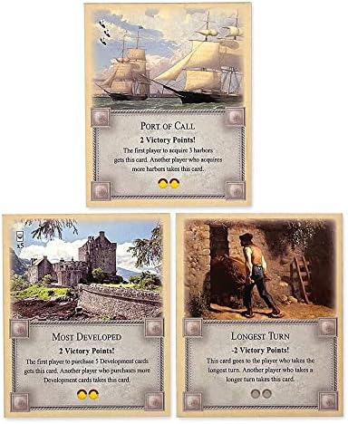 Longest Turn, Most Developed and Port of Call Cards compatible with Catan's Settlers of Catan 5th Edition, Seafarers