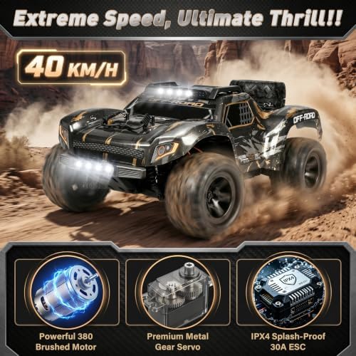 RC Car for Adults,RC Truck,4WD Off Road Monster Truck RC, 1:18 RC car,2 Batteries, LED Lights, All Terrain Waterproof RC Truck for Beginners&Boys.