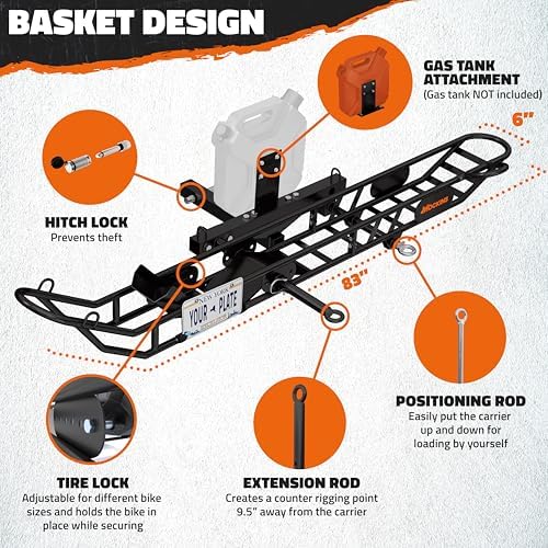 Mockins 500 Lbs. Capacity 73" Motorcycle Hitch Carrier with Loading Ramp