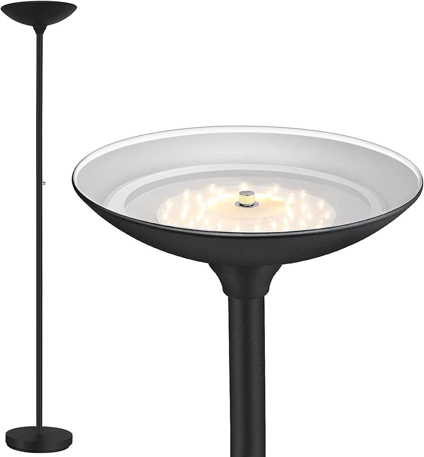 BoostArea Torchiere Floor Lamp, 30W Super Bright LED Standing Lamp, Stepless Dimmable Pole Lamp with 3000K Lighting, Rotary Switch
