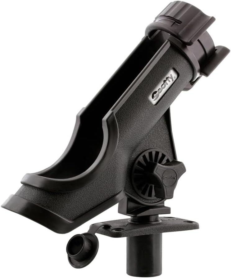 Scotty 0231-BK PowerLock Rod Holder, with 0244 Flush Deck Mounts, black | Adjustable, 360 Degrees of Rotation, Durable Construction