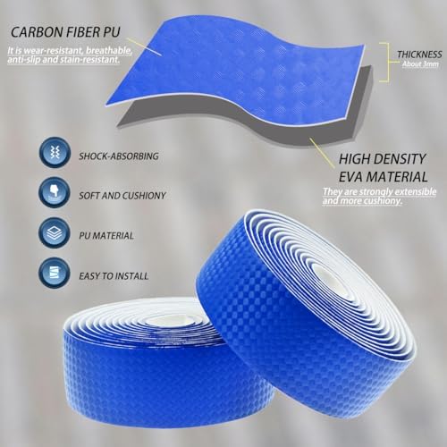 KINGOU Carbon Fiber PU Leather Road Bike Handlebar Tape Bar Tapes - 2PCS Per Set