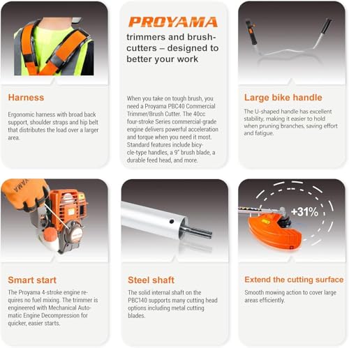PROYAMA 26cc Gas Powered Weed Eater Wacker, String Trimmer, Brush Cutter