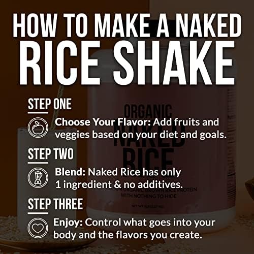 NAKED nutrition Rice - Organic Brown Rice Protein Powder - Vegan Protein Powder - 5Lb Bulk, Gmo Free, Gluten Free & Soy Free. Plant-Based Protein, No Artificial Ingredients - 76 Servings